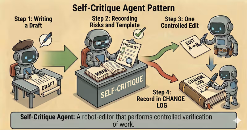 Self-Critique Agent Pattern: draft → critique → revise